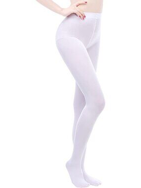 Women White Soft Opaque Tights EVERSWE Stretchy Comfortable Fashion Hosiery